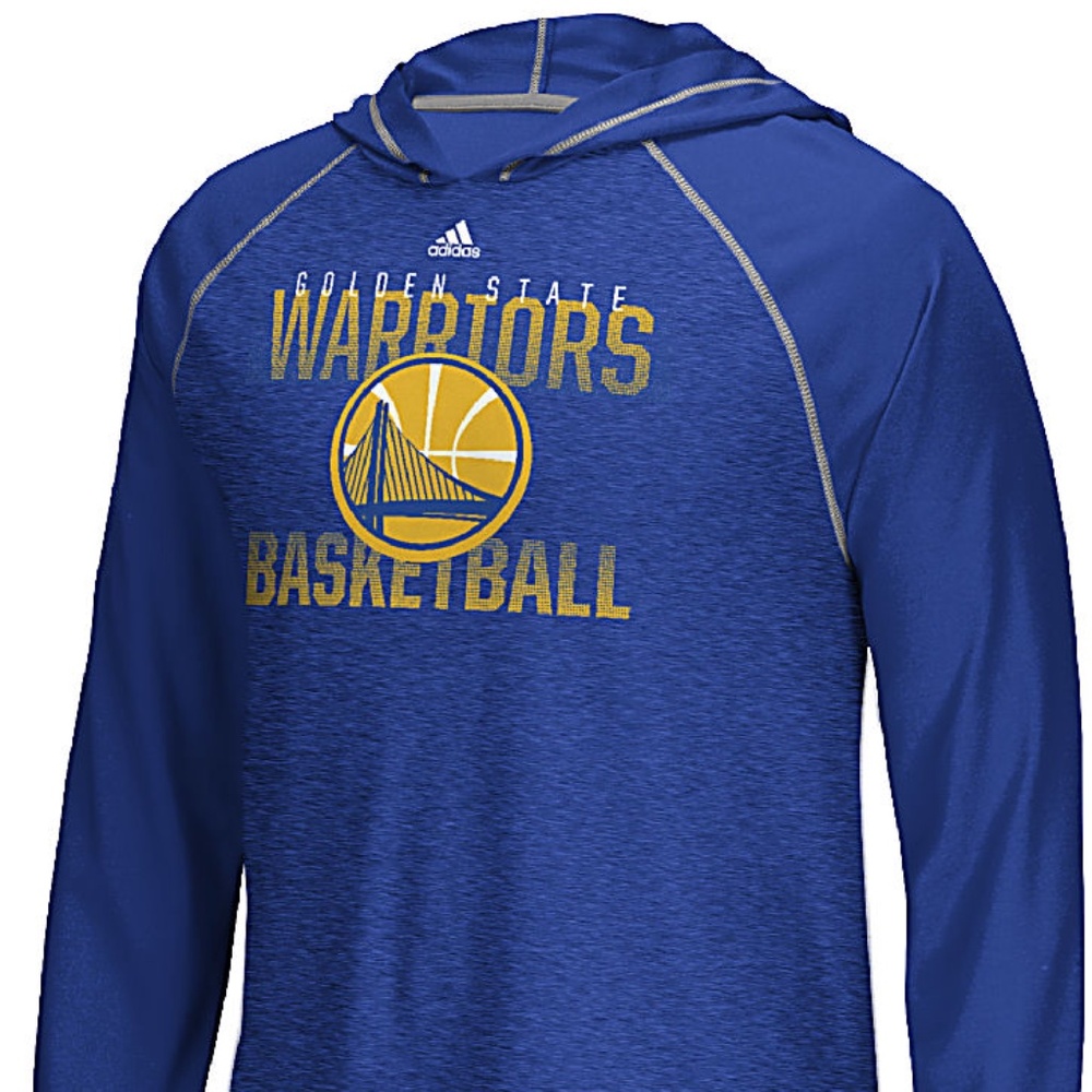Adidas Golden State Warriors Fade Away Long-Sleeve Tee With Hood (Blue Heather)